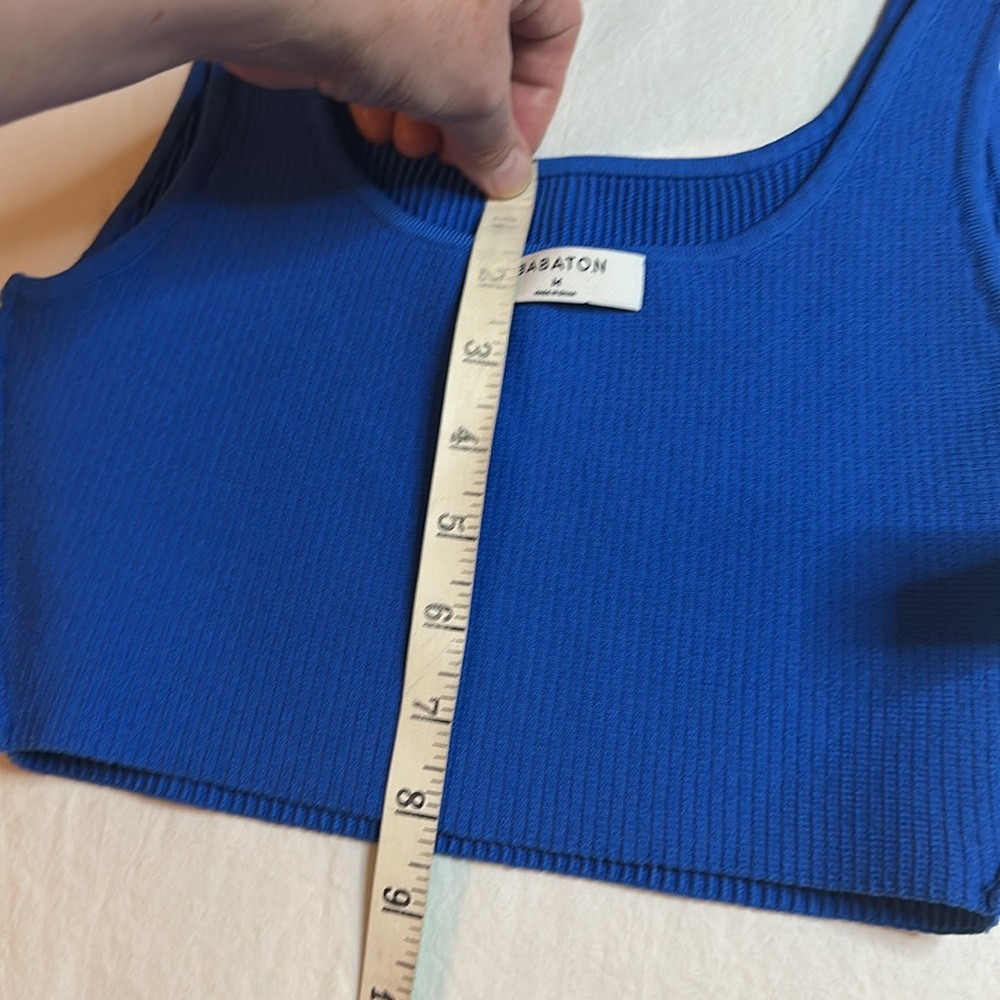 Babaton Blue Ribbed Square-Neck Crop Tank - Picture 8 of 8